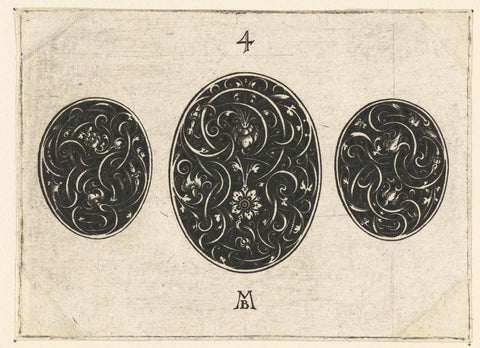 Large oval between two smaller ovals, Michiel le Blon, 1597 - c. 1626 Canvas Print