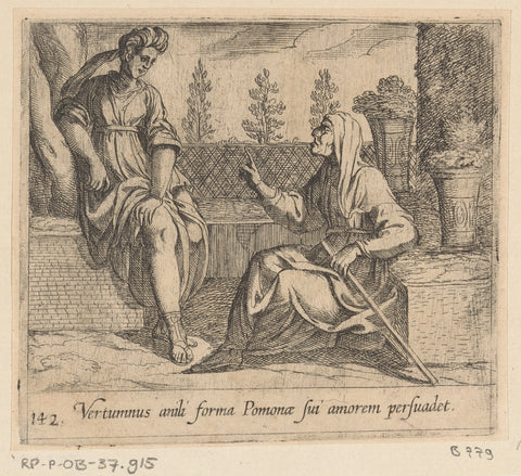 Pomona en Vertumnus, Antonio Tempesta, 1606 Canvas Print