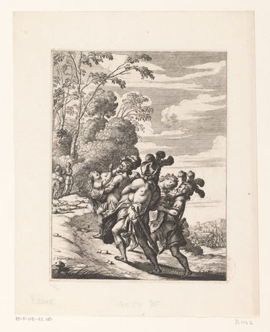 Ariane and Erycine are kidnapped by three armed men, Abraham Bosse, 1639 Canvas Print