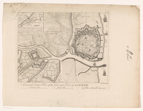 Map of Ostend, R. Benning, 1711 - 1761 Canvas Print