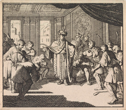 Joseph receives his brothers, Caspar Luyken, 1698 Canvas Print