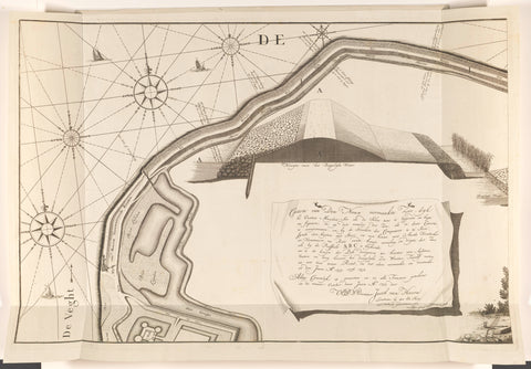 Map of the seawall east of Muiden, 1737 (left part), Hendrik de Leth, in or after 1737 Canvas Print