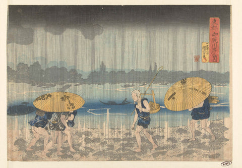 The Onmaya RiverBank in the Eastern Capital, Utagawa Kuniyoshi, 1832 - 1836 Canvas Print