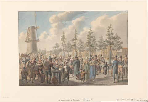 The fish market in Rotterdam, 1816, Jan Anthonie Langendijk Dzn, 1816 Canvas Print