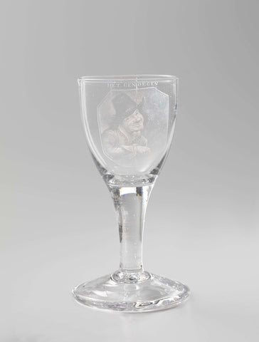 Chalice glass depicting a money-counting man, anonymous, c. 1775 - in or before 1798 Canvas Print