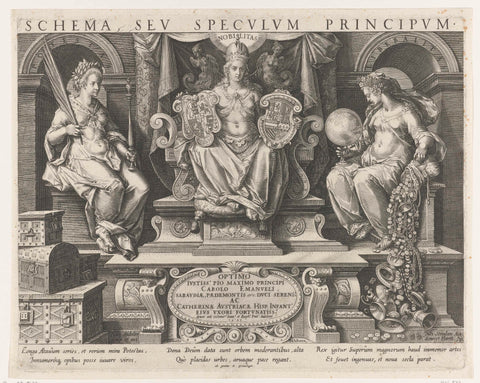 Authority (Potestas), Prestige (Nobilitas) and Benevolence (Liberalitas), Johann Sadeler (I), 1597 Canvas Print