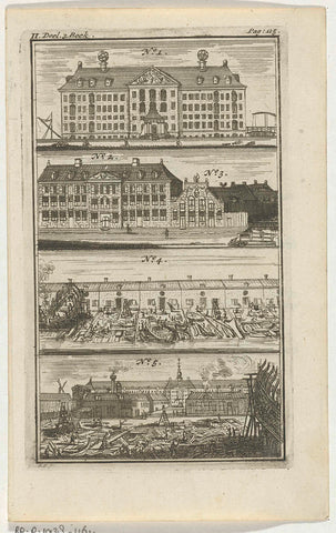 Various buildings and shipwright yards in Amsterdam, Anna Folkema, 1723 Canvas Print