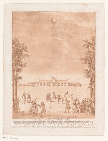 Hot air balloon over the Champ-de-Mars in Paris, anonymous, in or after 1783 Canvas Print