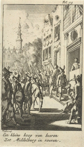 Attack on the house of Mayor Van den Brande by rebellious peasants, 1672, Caspar Luyken, 1692 Canvas Print