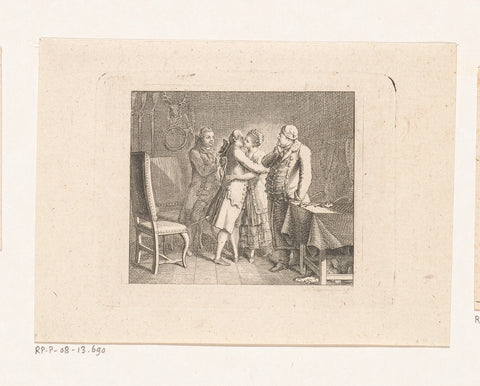 Werther embraces Lotte, Daniel Nikolaus Chodowiecki, 1775 Canvas Print