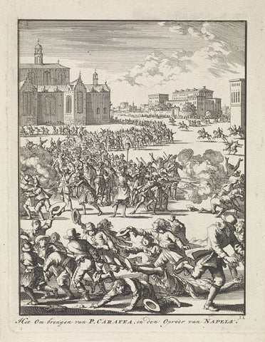 Giuseppe Caraffa killed during a riot in Naples, 1647, Jan Luyken, 1698 Canvas Print