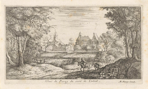 Landscape with donkey, Albert Flamen, 1648 - 1692 Canvas Print