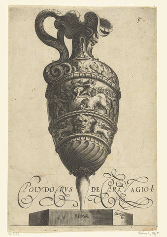 Can of whose spout rests on a mascaron, Cherubino Alberti, 1563 - 1582 Canvas Print