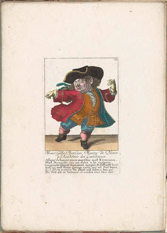 The dwarf Gilles Platfues as French dance master, c. 1710, Martin Engelbrecht (attributed to), 1705 - 1715 Canvas Print