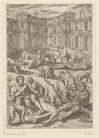 Torture: exposure to dogs and wild animals, Antonio Tempesta, 1565 - 1630 Canvas Print