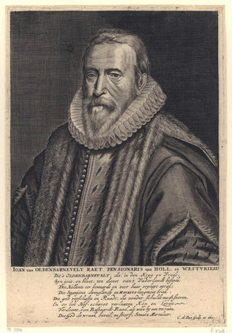 Portret van Johan van Oldenbarnevelt, Crispijn van de Passe (II), 1619 - 1650 Canvas Print