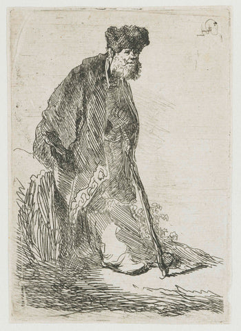 Beggar Leaning against a Bank, Rembrandt van Rijn, c. 1630 Canvas Print