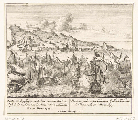 Battle of Gibraltar, 1705, Pieter Schenk (I), 1705 Canvas Print