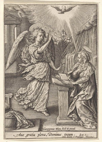 Annunciation, Hieronymus Wierix, 1563 - before 1619 Canvas Print