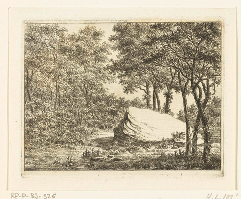 Landscape with trees and large stone, Ernst Willem Jan Bagelaar, 1798 - 1819 Canvas Print