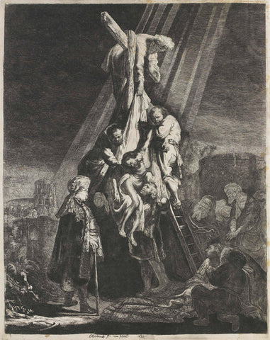 The descent from the cross: second plate, Johann Jacob Hertel, 1761 Canvas Print