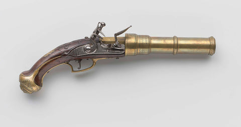 Pair of pyrotechnic flintlock pistols, Jan Nelleman (II), 1744 Canvas Print