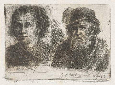 Two Men, Jan Chalon, 1748 - 1795 Canvas Print