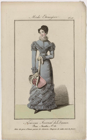 Nouveau Journal des Dames, 1821, Pl. 16 : Robe de gros d'hiver (...), anonymous, 1821 Canvas Print