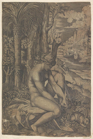 Venus en de roos, Marco Dente, 1498 - 1532 Canvas Print