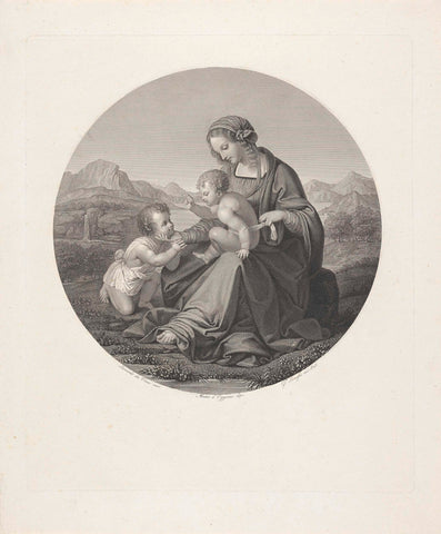 Mary with Child and the young John the Baptist, Giuseppe Longhi, 1825 Canvas Print