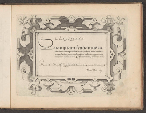 Schrijfvoorbeeld: Quanquam sentiamus, Jodocus Hondius (I), 1614 Canvas Print