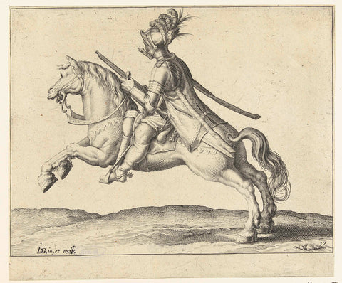 Horseman with Harquebus, Turning Right, Jacob de Gheyn (II) (workshop of), 1640 Canvas Print