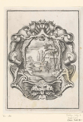 Cartouche with shell and fish head, Daniel Rabel, 1632 Canvas Print