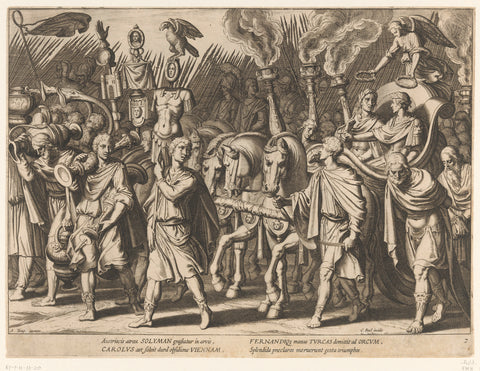 Victory march of Charles V and his brother Ferdinand I after the liberation of Vienna, 1529, Cornelis Boel, 1614 Canvas Print