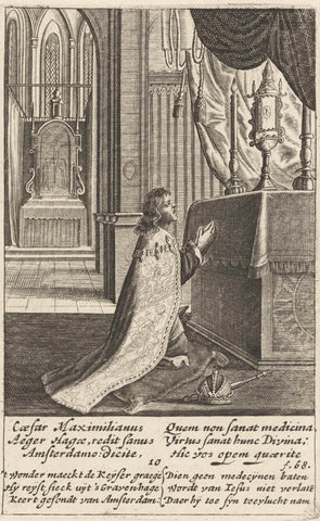 Emperor Maximilian prays before the Blessed Sacrament, 10, Boëtius Adamsz. Bolswert, 1639 Canvas Print