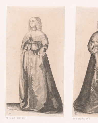 English woman of standing, a belt with precious stones around the waist, Wenceslaus Hollar, 1665 - 1707 Canvas Print