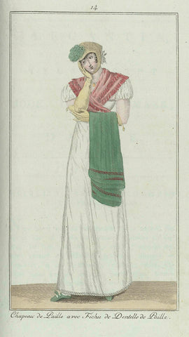 Elegantia, or magazine of fashion, luxury and taste for women, June 1807, No. 14: Chapeau de Paille..., anonymous, 1807 Canvas Print