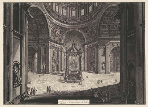 Transept of St. Peter's Basilica in Vatican City, Giovanni Battista Piranesi, 1748 - 1778 Canvas Print