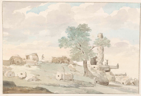 Remains of Hercules temple inside walls of the old Agrigento, Louis Ducros, 1778 Canvas Print