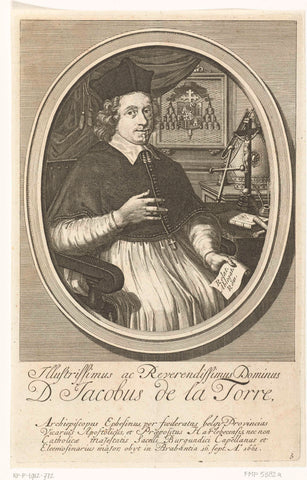 Portrait of apostolic vicar Jacobus de la Torre, François van Bleyswijck, 1681 - 1726 Canvas Print