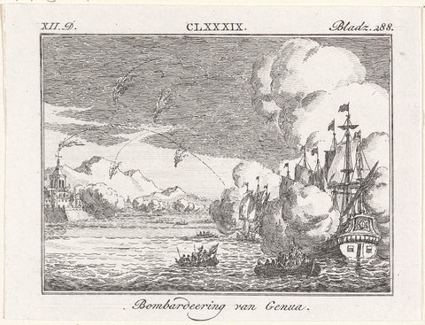 Bombardement van Genua, 1684, Simon Fokke, 1722 - 1784 Canvas Print