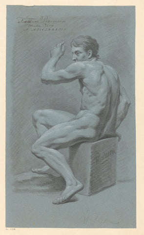 Sitting male nude, seen on the back (2nd prize 1783), Wouda Piera, 1783 Canvas Print