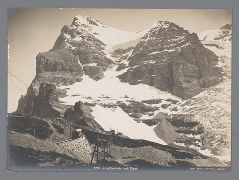 Train / railway Jungfraubahn and Mount Eiger, Bernese Alps, Switzerland, Gebrüder Wehrli, in or after 1912 - c. 1925 Canvas Print