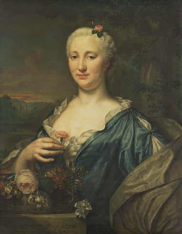 Portrait of Agnes Margaretha Albinus, Wife of Coenraad van Heemskerck, Mattheus Verheyden, 1750 Canvas Print