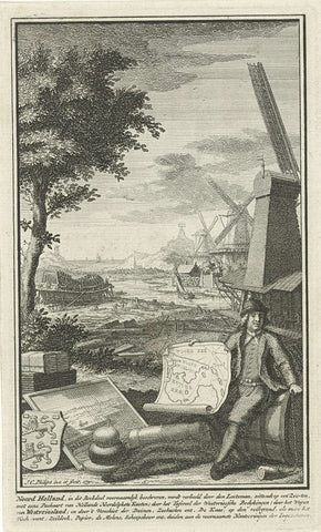 Loodsman with a map of North Holland, Jan Caspar Philips, 1750 Canvas Print
