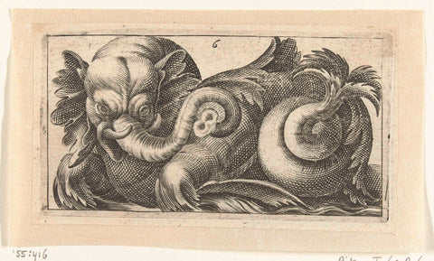 Elephant-of the sea with ears of leaves, Adam Fuchs, c. 1526 - 1606 Canvas Print