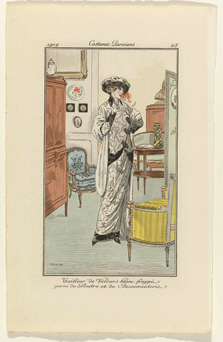 Journal des Dames et des Modes, Costumes Parisiens, 1912, No. 28 : Tailleur de Velours (...), Fernand Siméon, 1912 Canvas Print