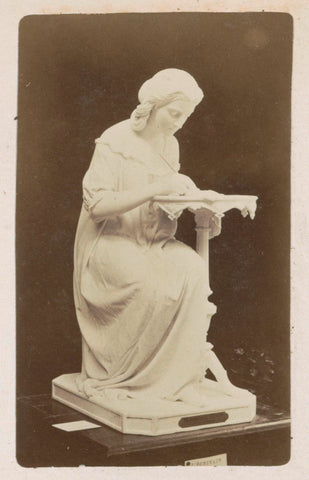 Statue of a woman writing, possibly exhibited at the World's Fair in Paris in 1889, anonymous, 1878 - 1890 Canvas Print