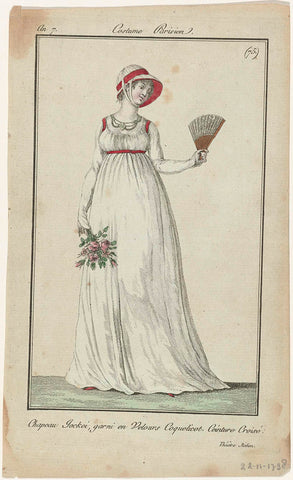 Journal des Dames et des Modes, Costume Parisien, 22 November 1798, Year 7, (75.) : Chapeau Jocke (...), anonymous, 1798 Canvas Print