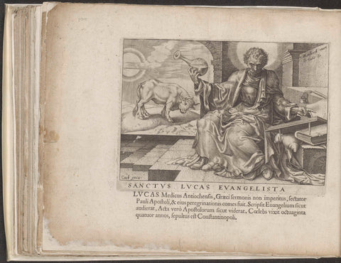 Luke the Evangelist writes his gospel, Philips Galle, 1562 Canvas Print